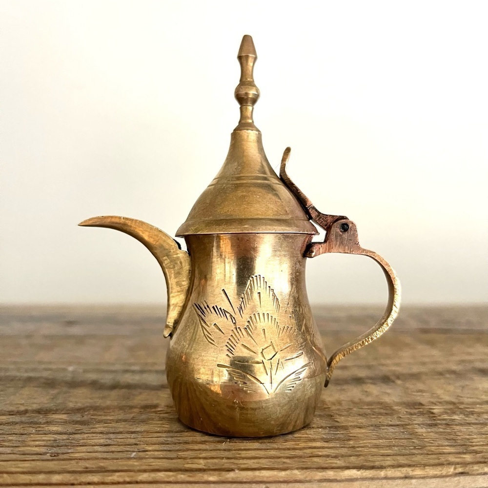 Vintage Brass Creamer with Etched Design